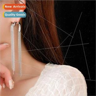 two wear Europe pin earrings tassel silver long
