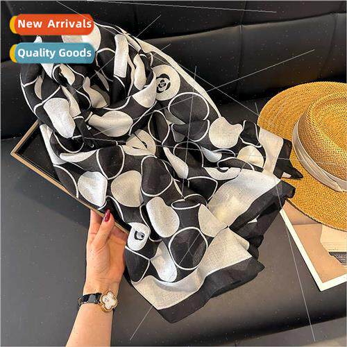ve Korean  printed cotton linen texture scarf Europe Uned St