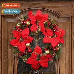 Flower Wreath Ring Large Rattan Christmas Festive 2023 Red