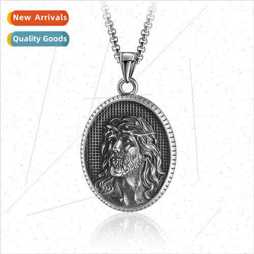 . Vintage Holy Angel Cross Shield Tanium Steel Pendant Men F
