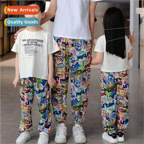 Children pants children anti-mosquo pants silk spring summer