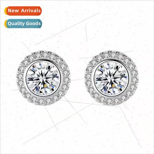 Korea geometric round diamond studs girls ins earrings cold