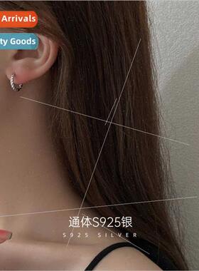 S925 silver Koreasimple intertwined earrings female cold win