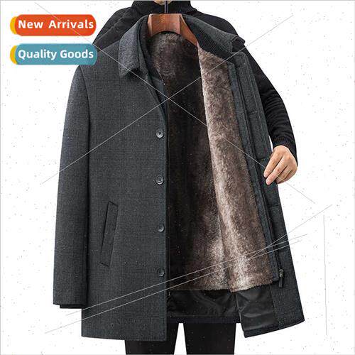 Dad winter jacket wool tweed middle-aged elderly men cotton