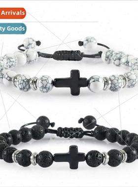 Europe America Jewelry Cross Bead Weaving Bracelet Lava Volc