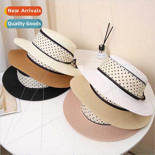 New women sun hat flat top straw hat small fresh straw hat b