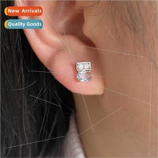 geometric zirconia inlaid earrin clashing stud color Fashion