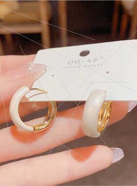 Fashion spring summer Colorful oil drop earrings buckle fema