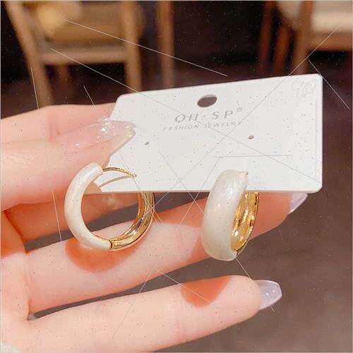 Fashion spring summer Colorful oil drop earrings buckle fema