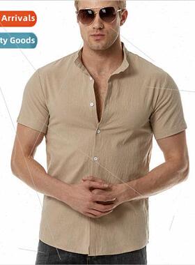 Mannequin Mens Cotton nen Henley Collar Beach Shirt C13