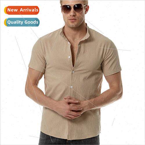 Mannequin Mens Cotton nen Henley Collar Beach Shirt C13