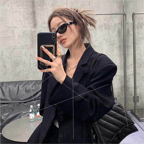 Retro narrow frame cat eye small frame sunglasses female sen