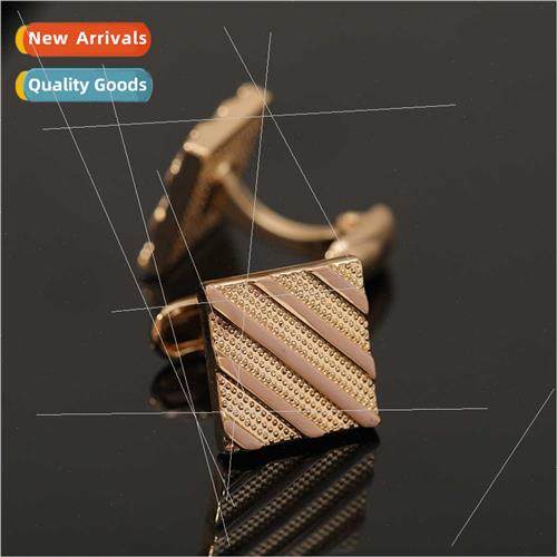 Square Cufflinks Solid Color Metal Striped Cufflinks Texture
