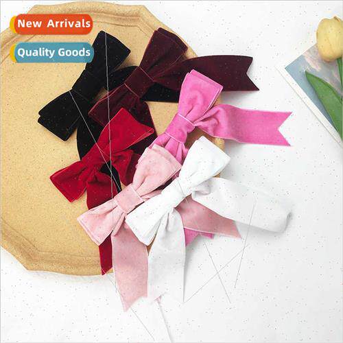 New velvet bow hair clips female French retro ins top clip b