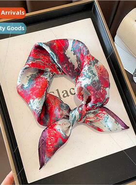 Spring Autumn tie-dye color blocking new French mulberry sil