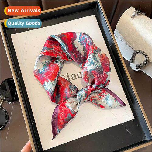 Spring Autumn tie-dye color blocking new French mulberry sil