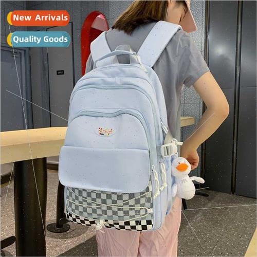 Student schoolbag new Korean checkerboard grid computer bag