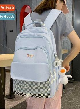 Student schoolbag new Korean checkerboard grid computer bag