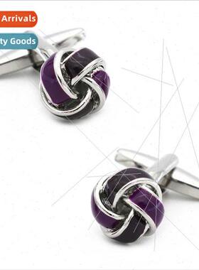 Pictogram French Buttons Purple Chinese Knot Twist Cufflinks