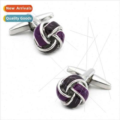 Pictogram French Buttons Purple Chinese Knot Twist Cufflinks
