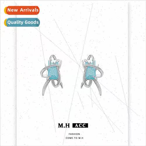 Geometric flower earrings female 925 earrings cold wind silv