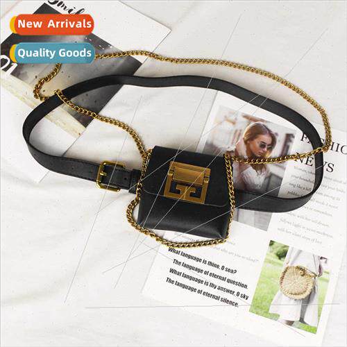 Europe Fashion Waist Bag Belt Women Chain Small Square Bag D