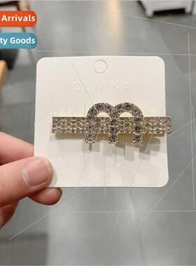 Korea M rhinestone one word hairpin girl side clip duckbill