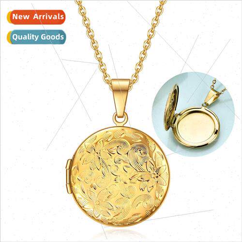 Europe InsDIY creative round love heart photo frame necklace