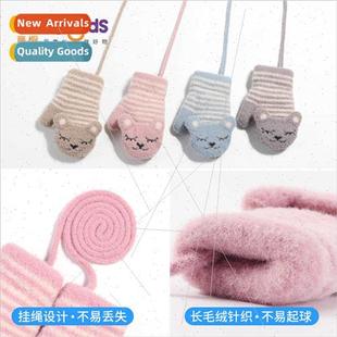girls warm padded Children knted winter thickened cut gloves