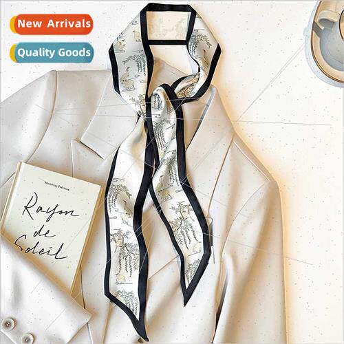 2022 Korean  new letters long silk scarf female hair bthin n