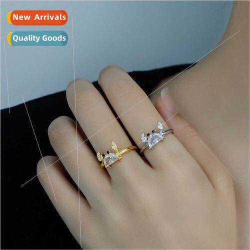 Flash Diamond Small Crab Ring Female Creative ins Fresh Cute