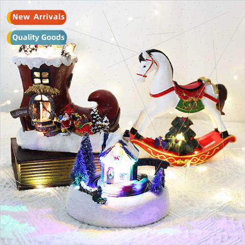 New Christmas decoration resin house electric music light ho