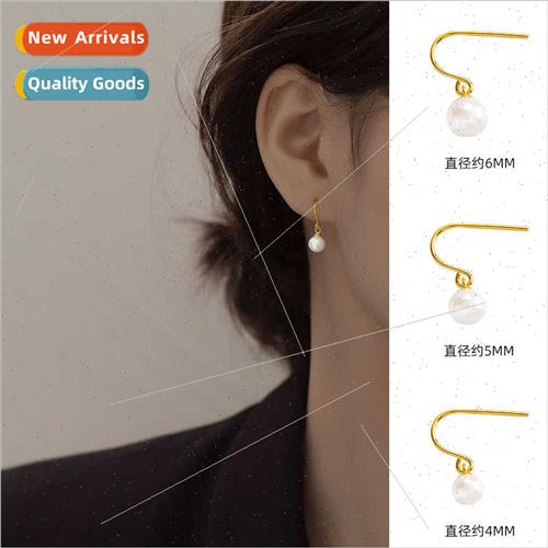 925 silver Vintage Faux Pearl Ear Hook Earrings Female Summe