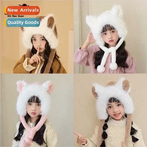 2162 children hats cute cartoon cat ears warm cap girls baby