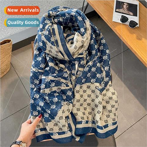 New 2022 camellia scarf female cotton linen fall winter warm