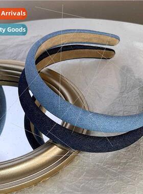 Hair bands Korean denim sponge headband retro simple externa