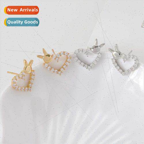 Fashion versatile love heart rabb ears earrings female coppe