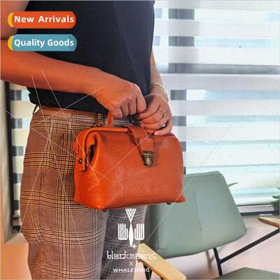 New Doctor Bag Shrinkage Cowhide pstick Leather Women Bag Vi