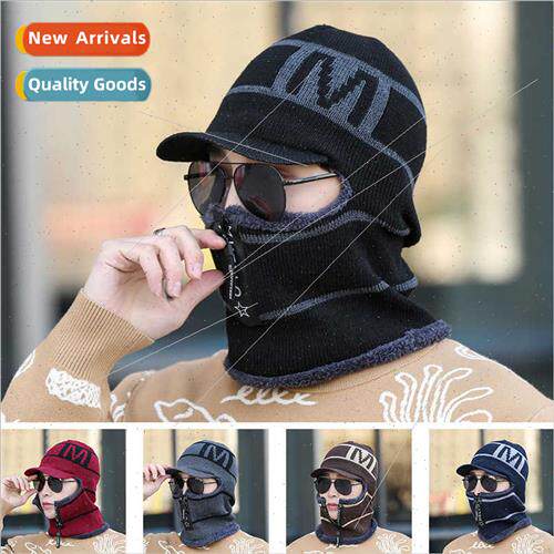 Winter padded thickened wool cap men cold all-in-one wh zipp