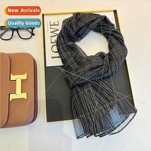 Wool Casual Four Shawl Scarf mulation Plaid Women 2023