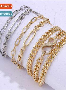 metal gold plated inlaid zirconia stacking bracelet women Eu