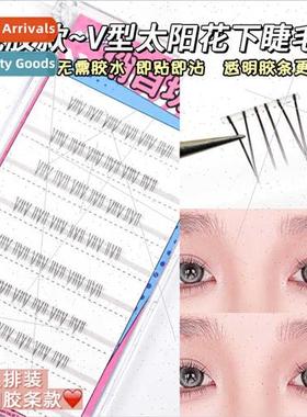 Glue  V-Shape Sunflower Lower Eyelashes Eight rows clear tra