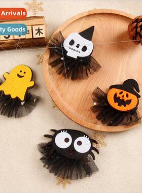 Halloween mesh hair clips pumpkin ghost spider head clips Ha