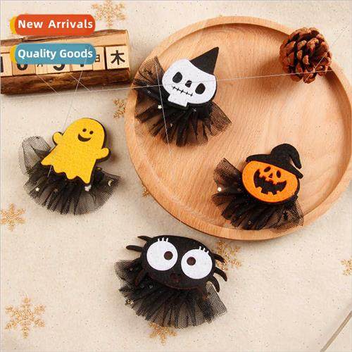 Halloween mesh hair clips pumpkin ghost spider head clips Ha