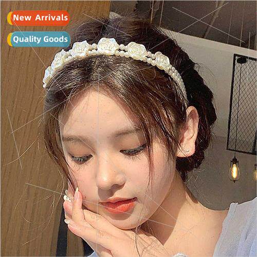 Sweet first love feeling retro rose pearl hair bands niche K