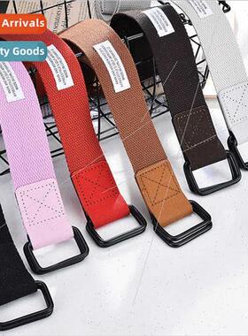 New canvas belt black electrofusion double ring buckle belt