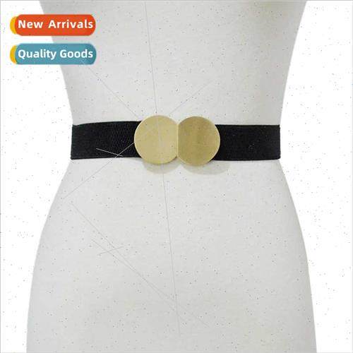 Ladies elastic thin belt Women casual fashion brushed metal