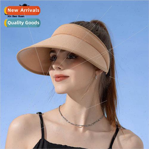 8230 large-brimmed hollow cap simple versatile hat female su