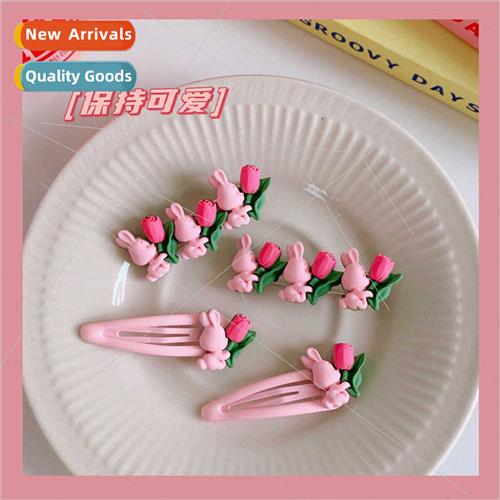 Korean lovely flowers bunny hair clips girls sweet cartoon