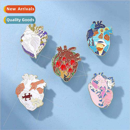 Cartoon colorful oil painting series heart organ combination